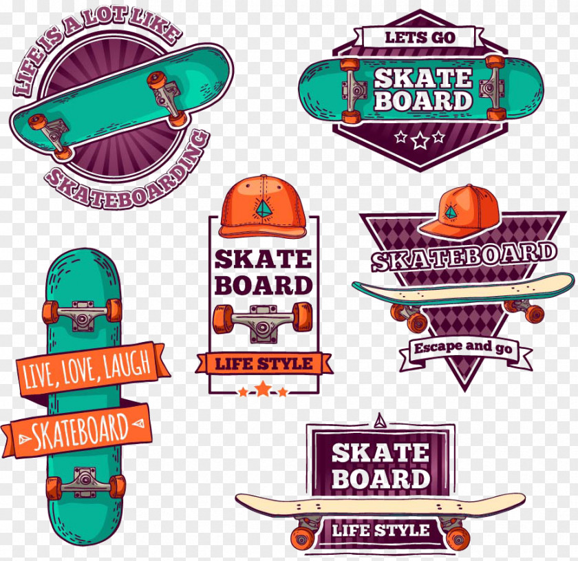 Creative Design Skateboard Logo Vintage Clothing Label PNG