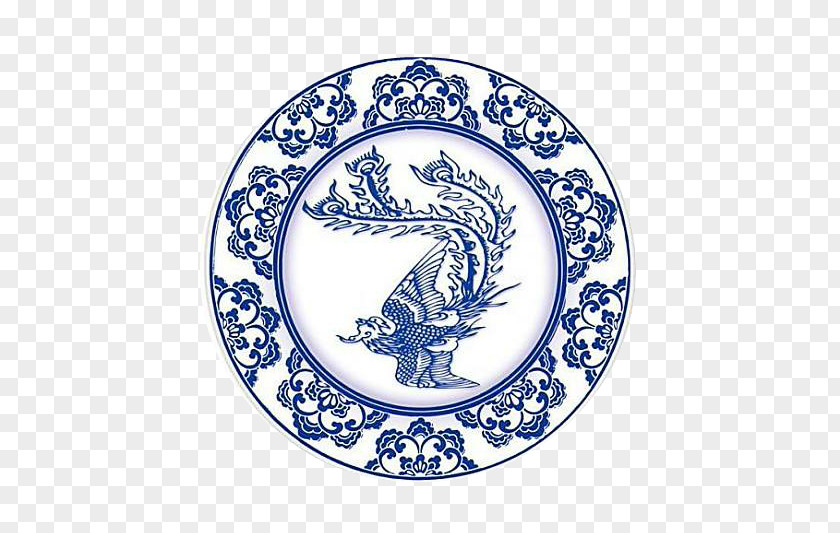 Phoenix Pattern Of Blue And White Porcelain Bowl Jingdezhen Pottery PNG