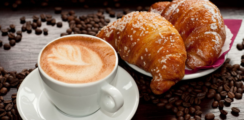 Сroissant Cappuccino Coffee Cafe Breakfast Croissant PNG