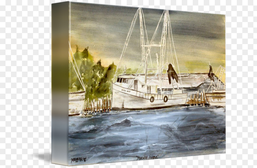 Watercolor Boat Painting Imagekind Art Canvas PNG