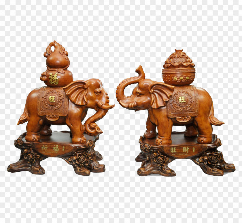 One Pair Of Male And Female Elephant Ornaments Caishen PNG