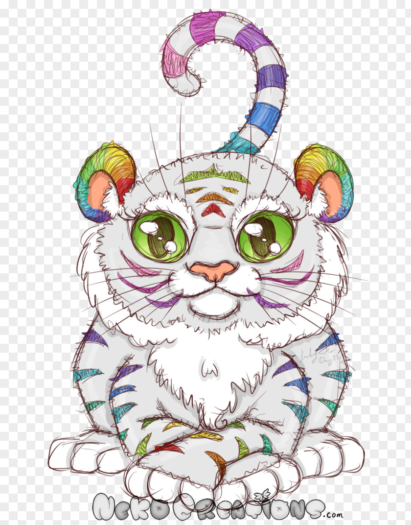 Rainbow Tiger Whiskers Kitten Christmas Ornament Clip Art PNG