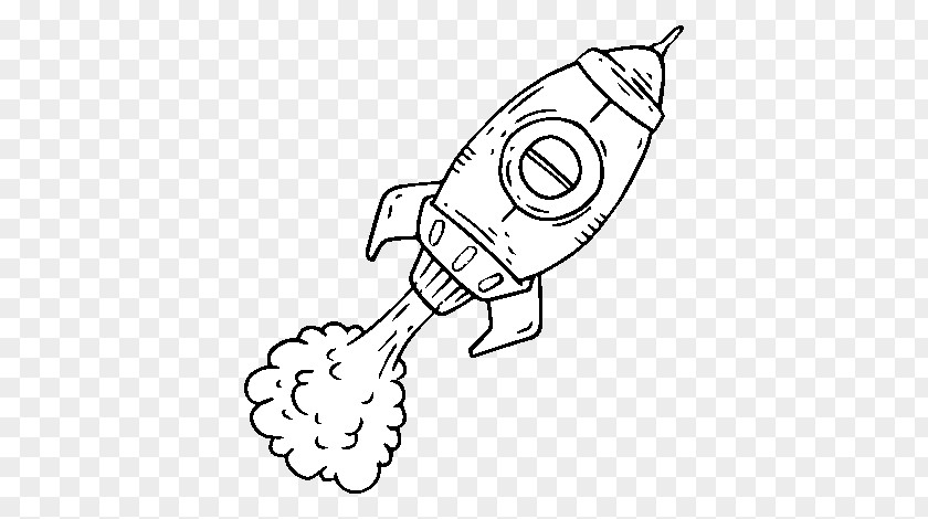 Rocket Drawing Launch Coloring Book Line Art PNG