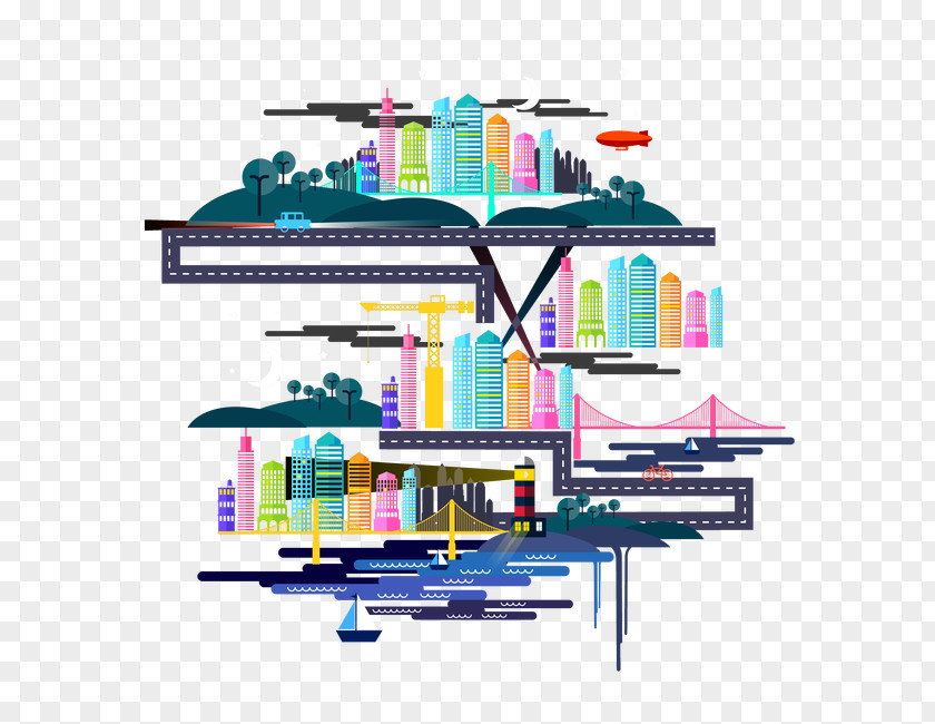 Abstract City Building Vector Material Graphic Design Drawing PNG