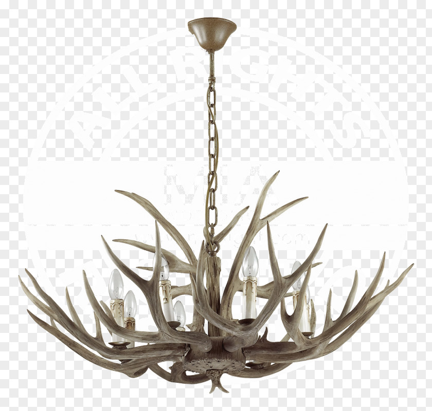 Antler Chalet Wood Chandelier Lamp PNG