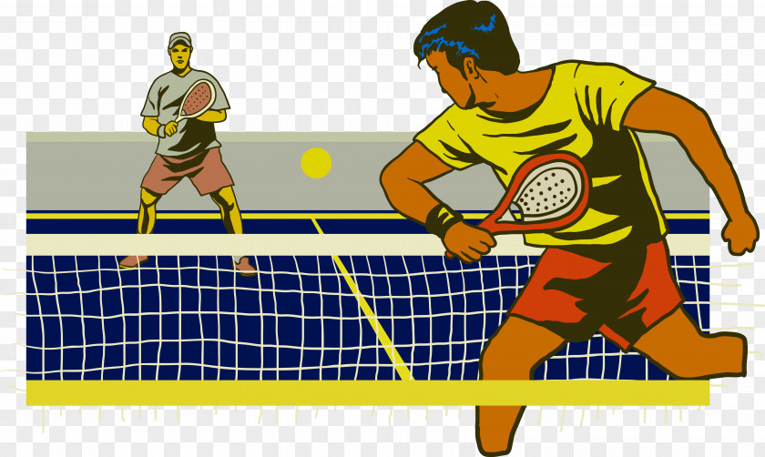 Retro Tennis Vector Centre Padel Ball Racket PNG