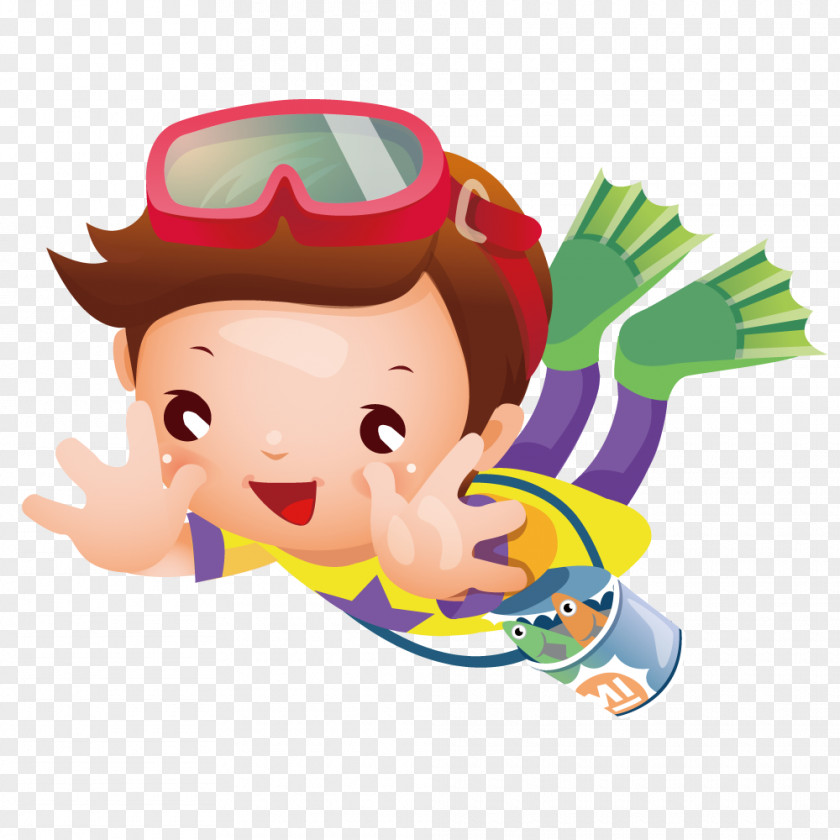 Under The Sea To Catch Fish Illustration PNG