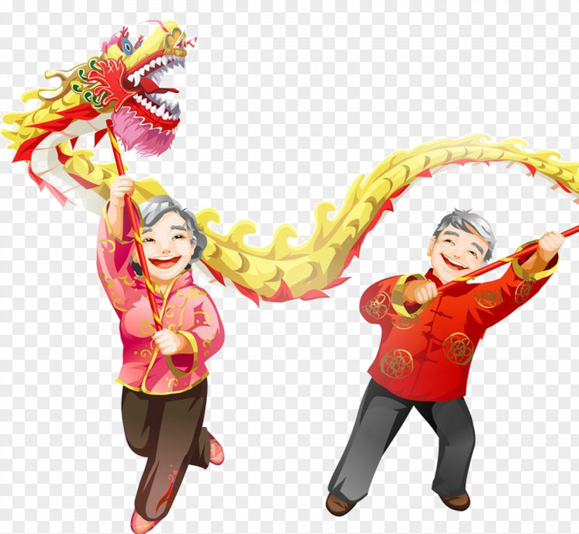 Old Dragon Dance Performance Chinese New Year Lion PNG