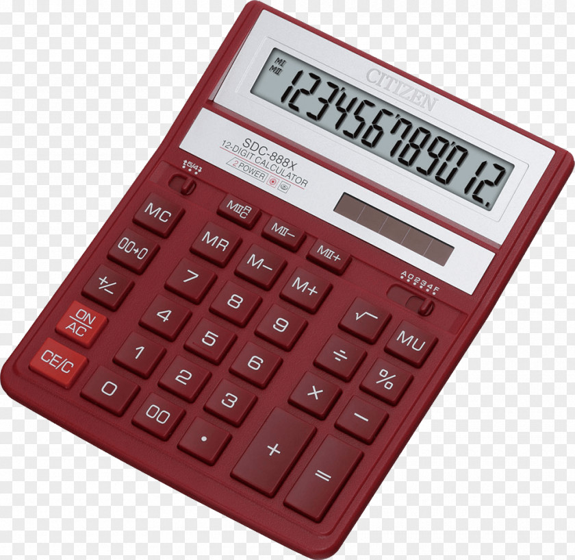 Red Calculator Image Solar-powered Calculation PNG