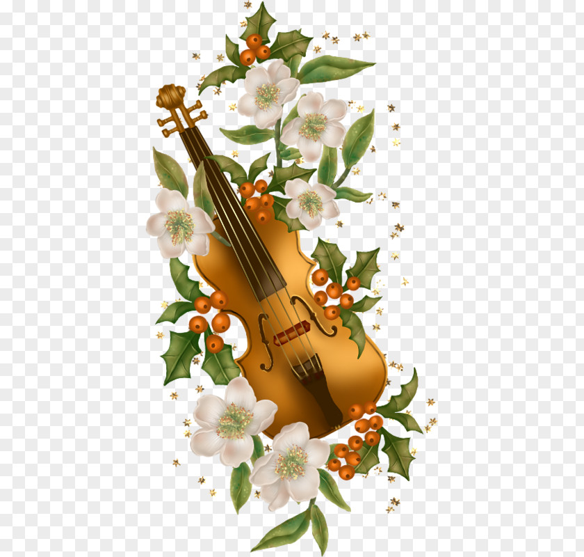Violin Floral Design Musical Instruments Flower PNG