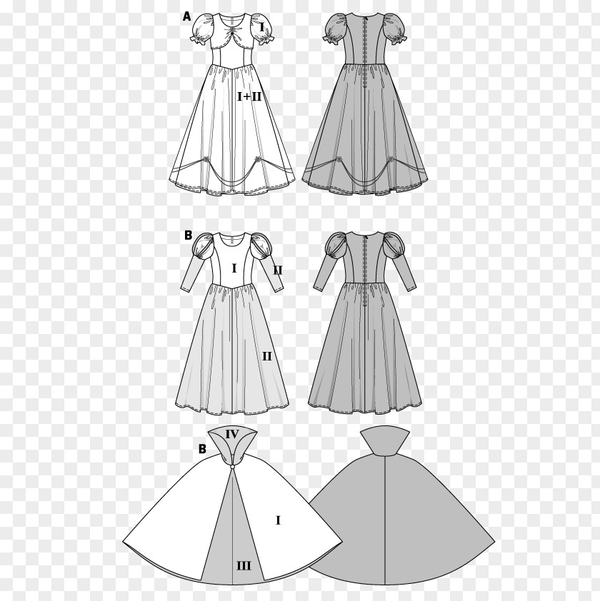 Dress Gown Burda Style Costume Pattern PNG