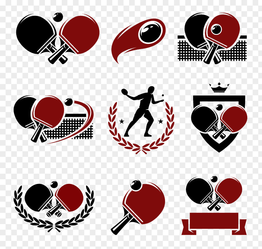 Exquisite Table Tennis Logo Vector Material PNG
