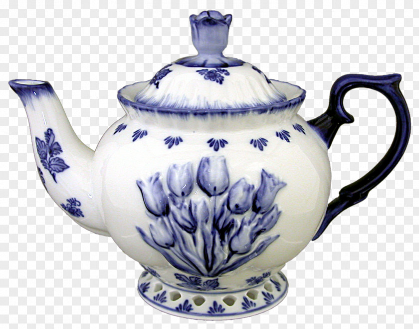 White Teapot Blue And Pottery Kettle Porcelain Delftware PNG