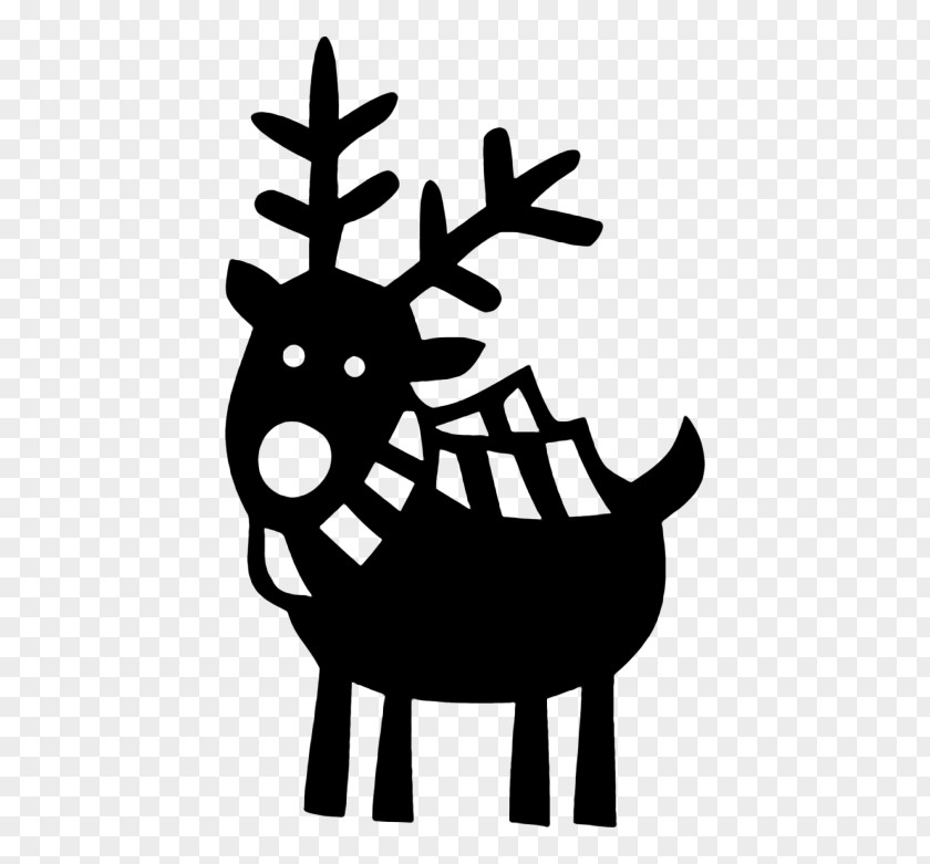 Blackandwhite Elk Christmas Tree Drawing PNG