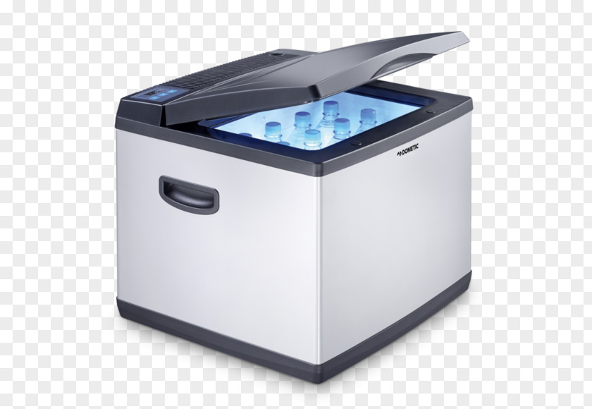 RefrigeratorWidth: 52 CmDepth: 51.5 CmHeight: 45.4 Cm38 LitresPortableClass A+Silver/black CoolerRefrigerator Dometic Group WAECO CoolFun CK 40D Hybrid PNG