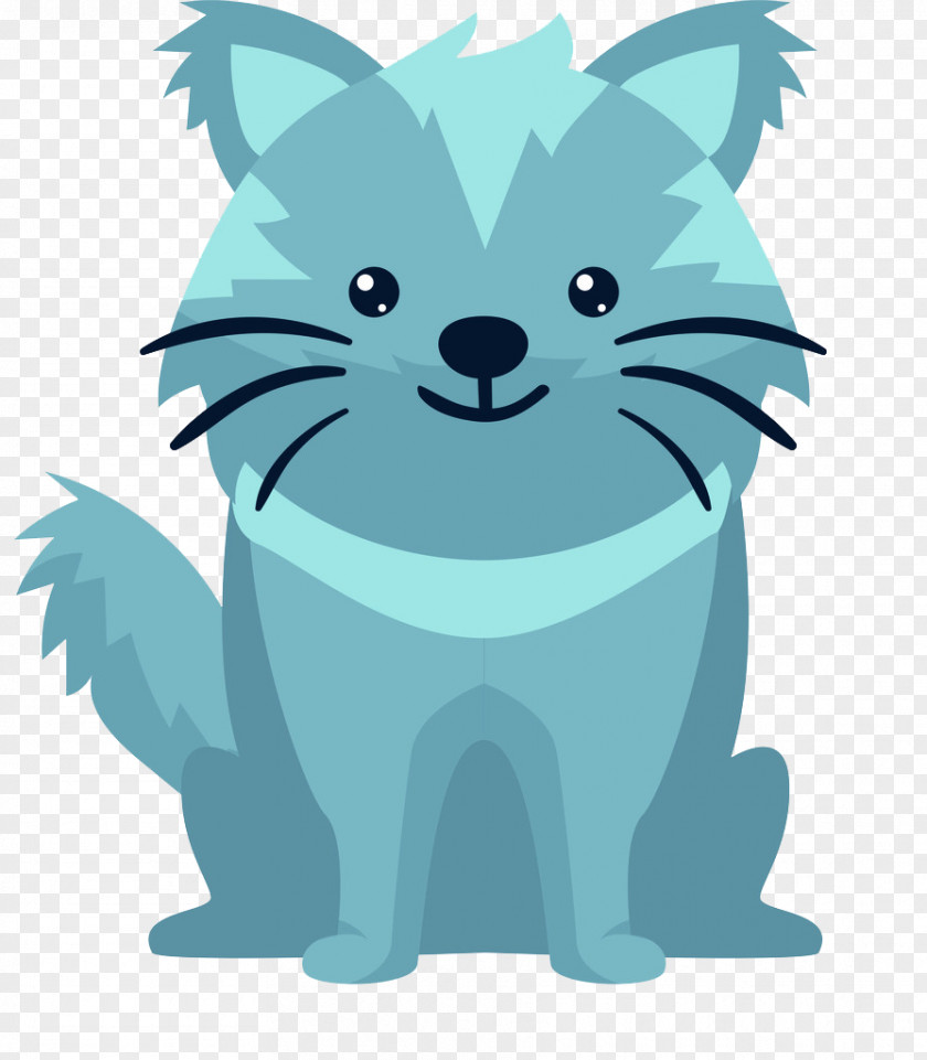Blue Kitten Cat Dog Whiskers Cartoon PNG