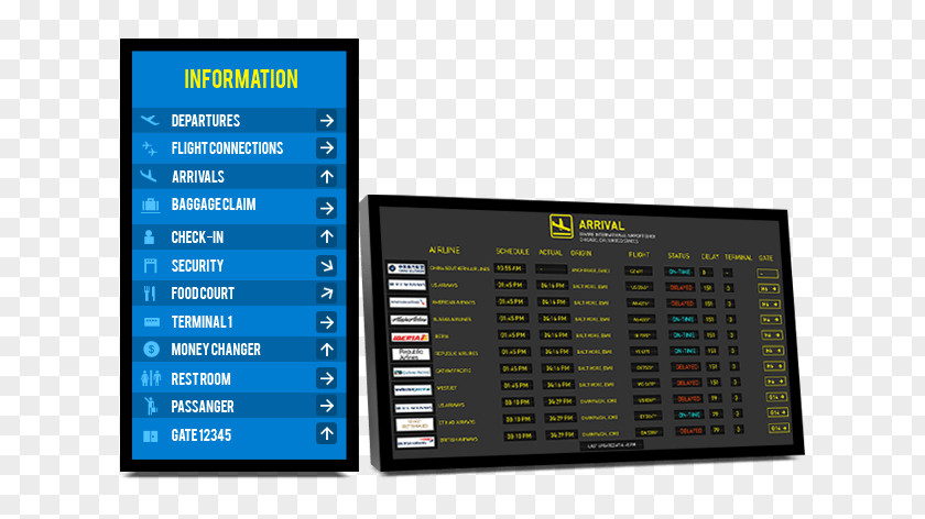 Digital Signs Flight Information Display System Signage Device PNG