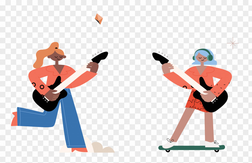 Guitar Music Girl PNG