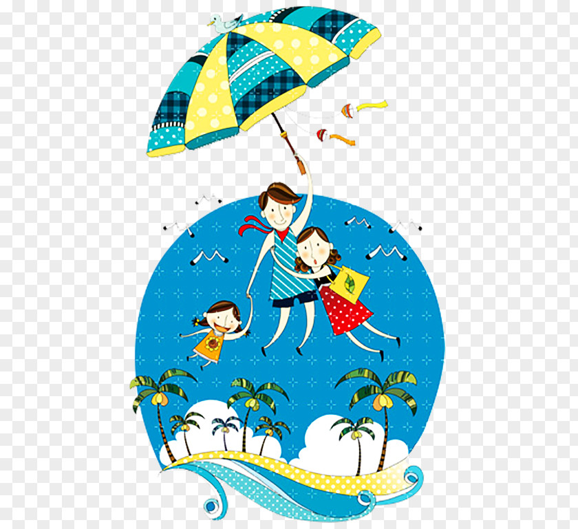 Cartoon Parachute Umbrella Recreation Area Illustration PNG