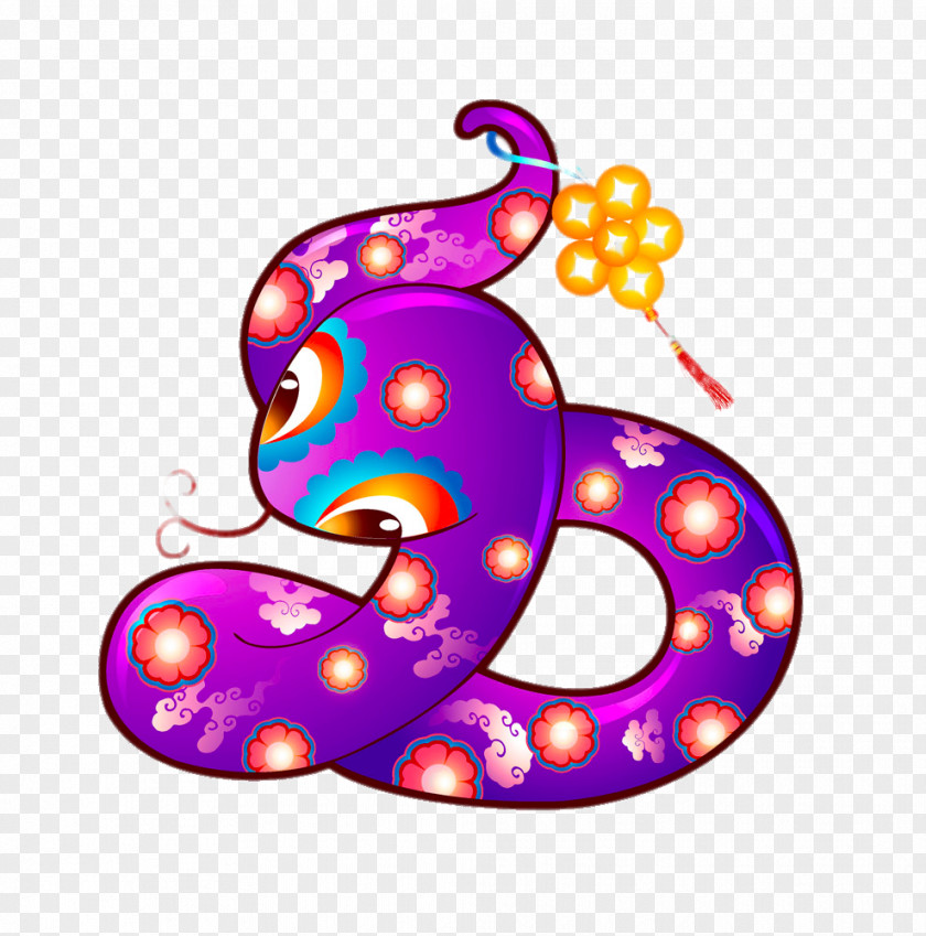 Purple Cartoon Snake Chinese Zodiac New Year Fortune-telling Ox PNG