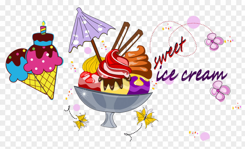 Cartoon Ice Cream Waffle PNG