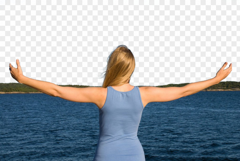 Seaside Open Hands Of Women Back Woman PNG