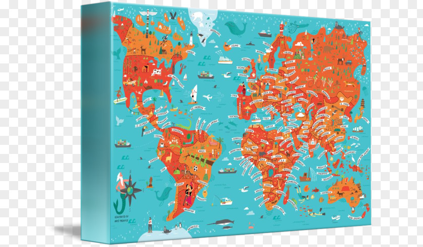 World Map Travel Painting Acrylic Paint Modern Art PNG