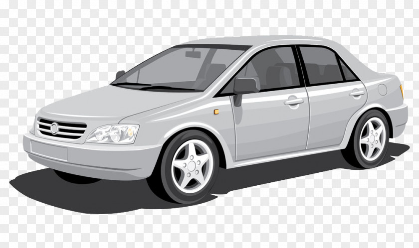 Creative Cartoon Hand-painted Silver Car 2002 Honda Civic Nissan Micra Subaru Taxi PNG