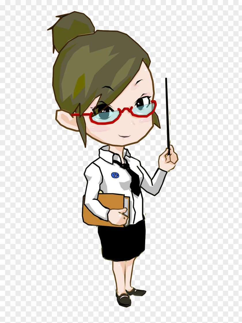 Female Teacher Wearing Glasses Cartoon PNG