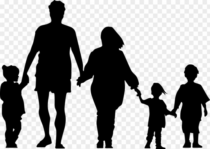 Family Holding Hands Silhouette Clip Art PNG