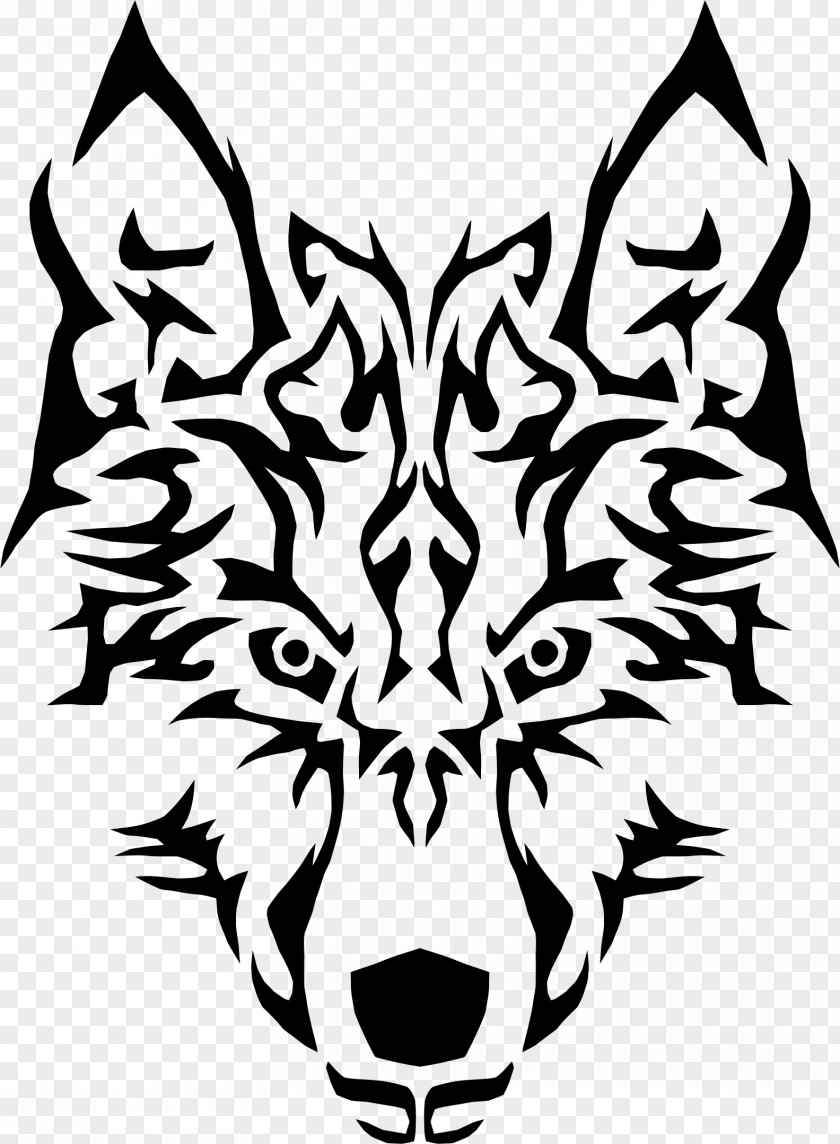 Tribal Gray Wolf AutoCAD DXF Clip Art PNG