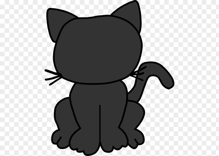 Cat Silhouette Outline Black Kitten Clip Art PNG
