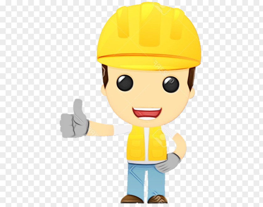 Gesture Fictional Character Cartoon Construction Worker Yellow Personal Protective Equipment Hard Hat PNG