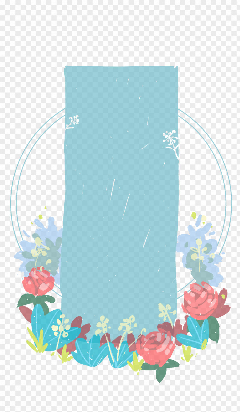 Illustration Floral Design Picture Frames Turquoise PNG