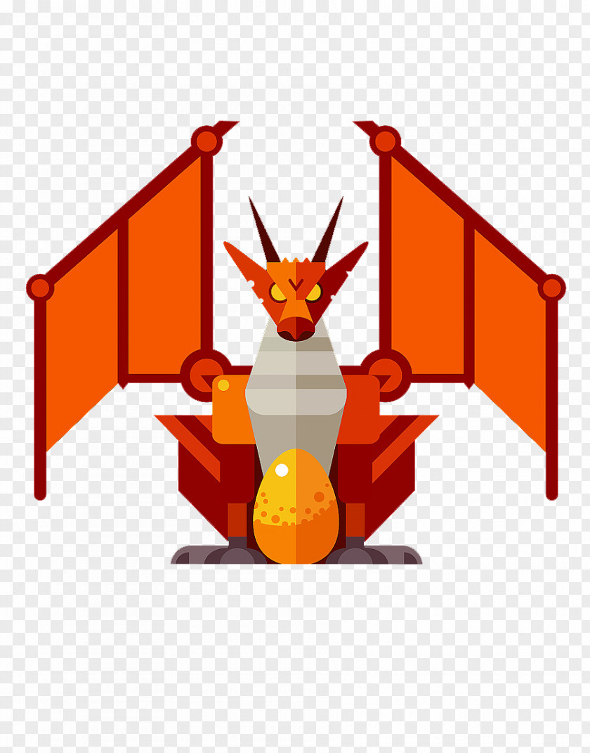 Red Dragon Bird Flat Design Illustration PNG