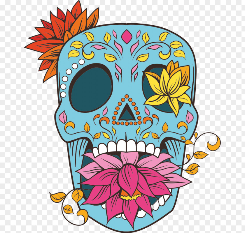 Skull Calavera Day Of The Dead Flower Drawing PNG