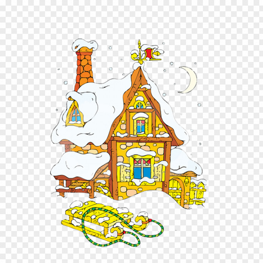 Cute Cartoon Snow House Material Graphics Santa Claus Gingerbread Clip Art PNG