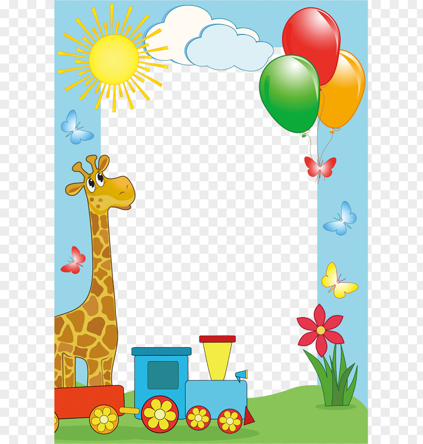 Giraffe Station Wall Sheet Child Picture Frame Illustration PNG