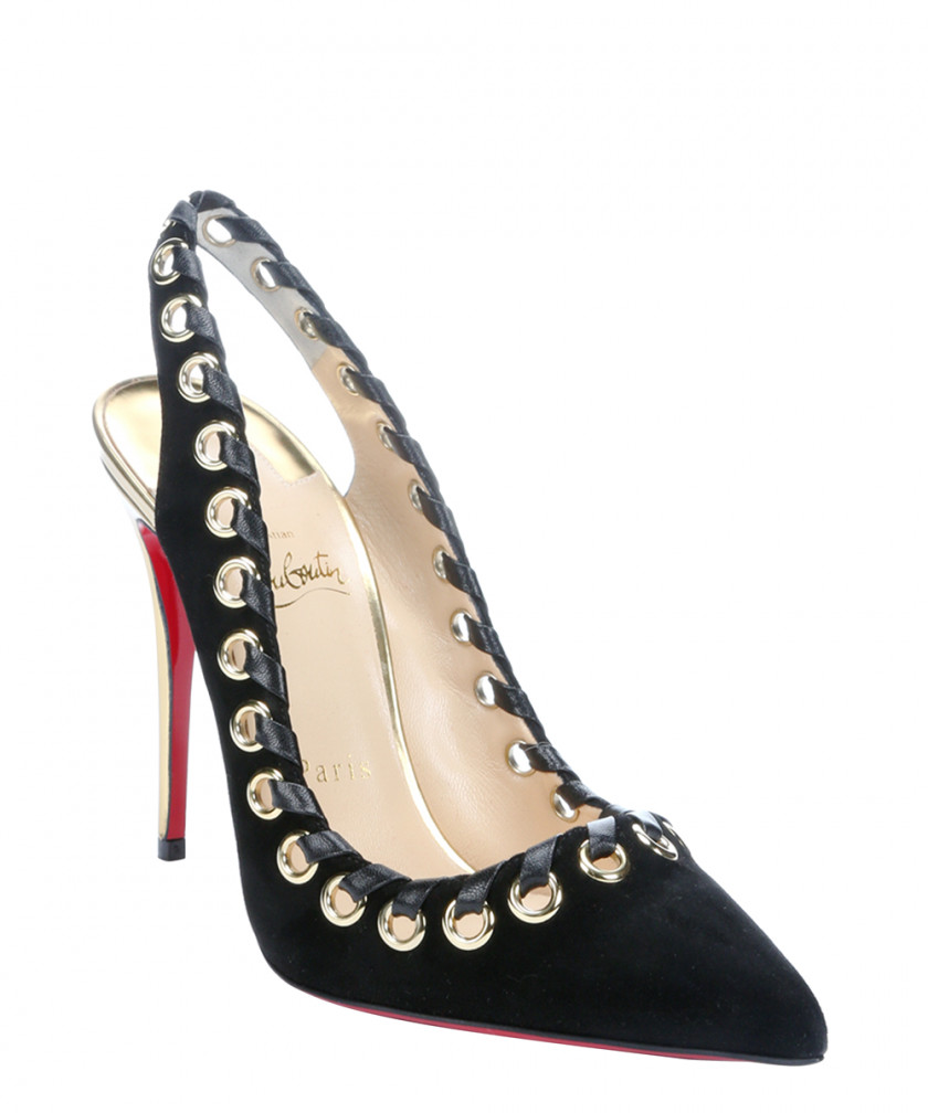 Louboutin Slingback Court Shoe High-heeled Footwear Suede PNG