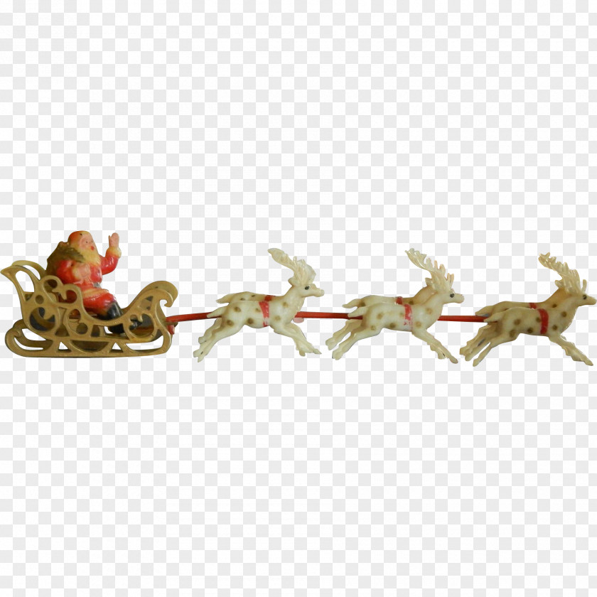 Fly Reindeer Santa Claus Sled Christmas Decoration Dollhouse PNG