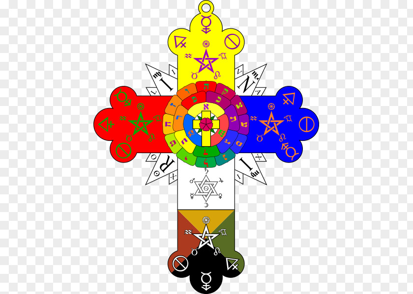 Christian Cross Rose Lamen Hermetic Order Of The Golden Dawn Rosicrucianism PNG