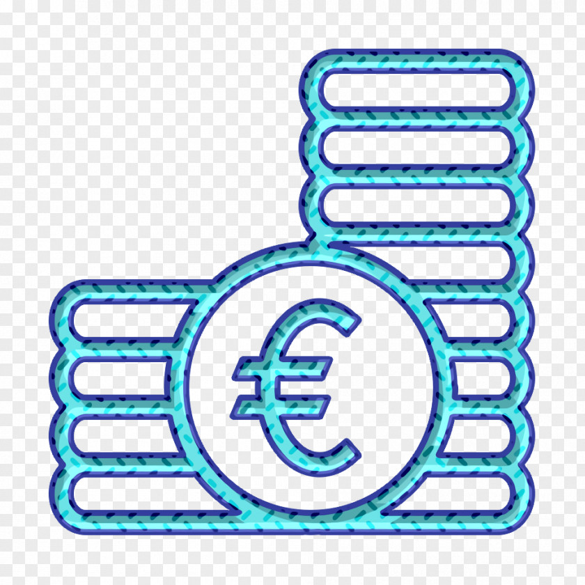 Electric Blue Text Coin Icon Currency Euro PNG