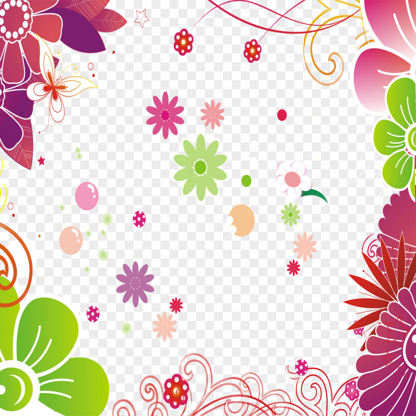 Cute Cartoon Flowers Floral Design PNG
