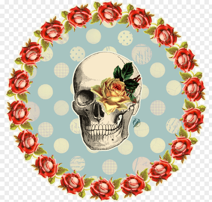 Skull And Roses Anatomy Heart Floral Design Drawing PNG