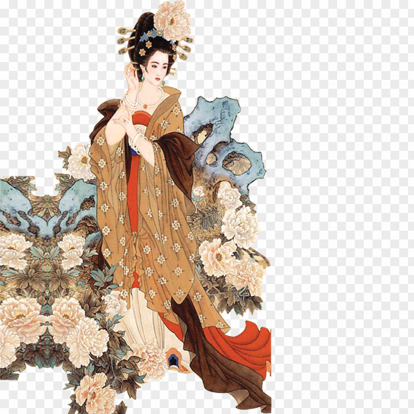 Beauty Map Zhuji Japanese Art Four Beauties Female PNG