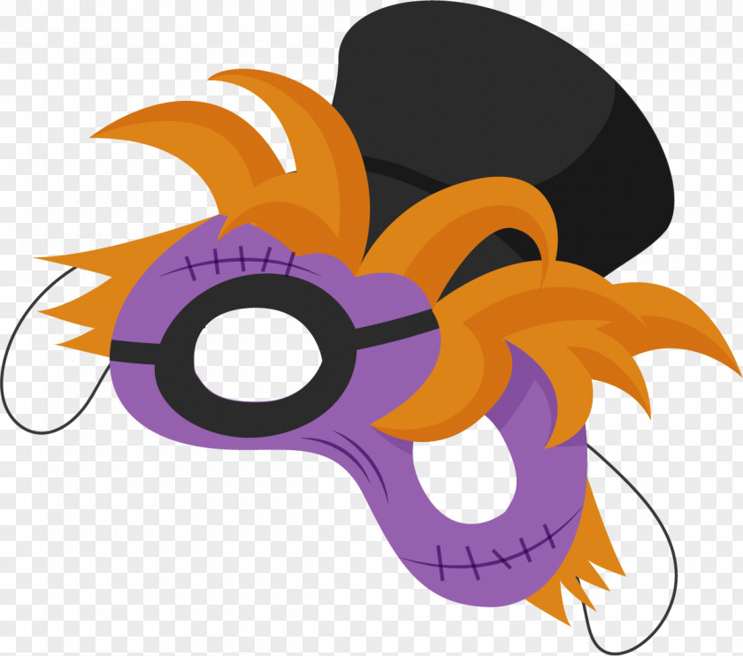 Cartoon Purple Mask Halloween Clip Art PNG