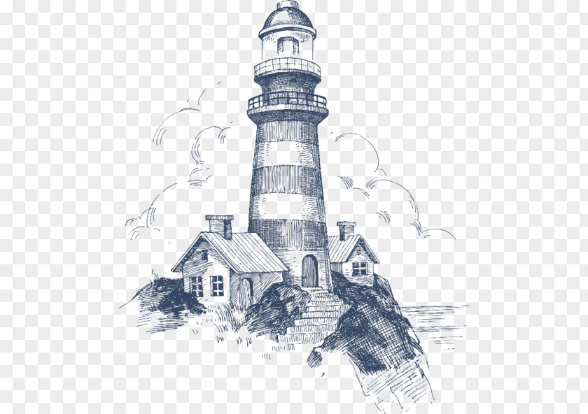 Lighthouse Tower Landmark Sketch Drawing PNG