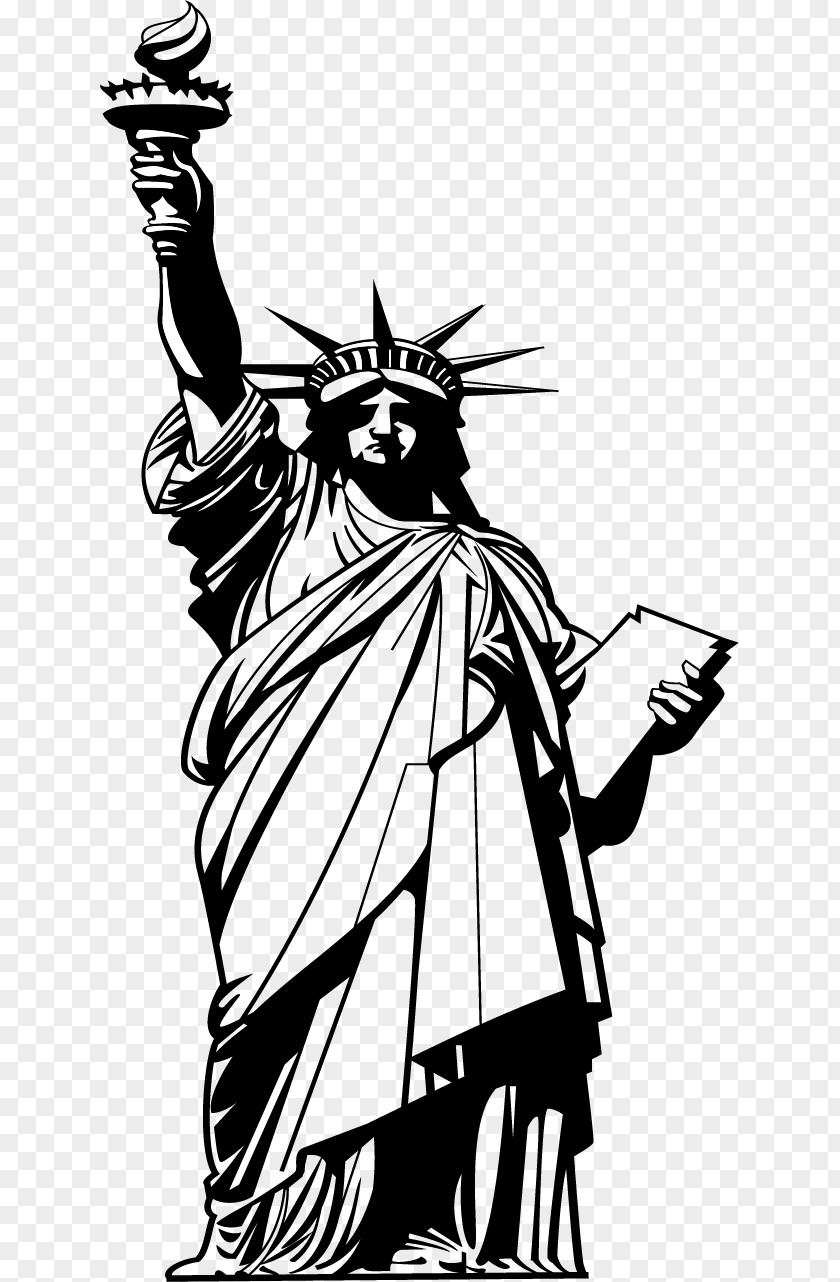 Freehand Statue Of Liberty Ellis Island Clip Art PNG