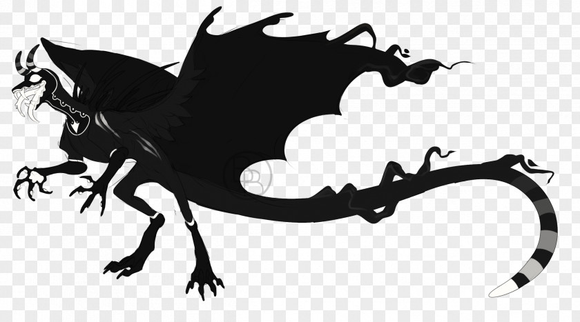 M Silhouette Cartoon FontPoltergeist Streamer Dragon Black & White PNG