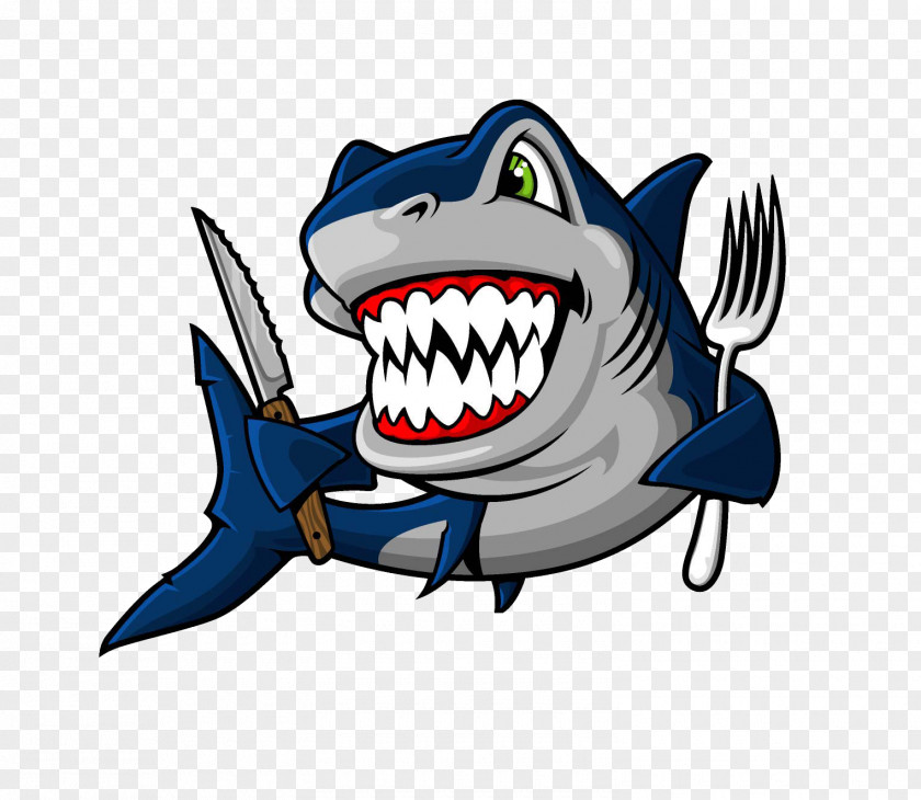 Vicious Shark Blue Illustration PNG
